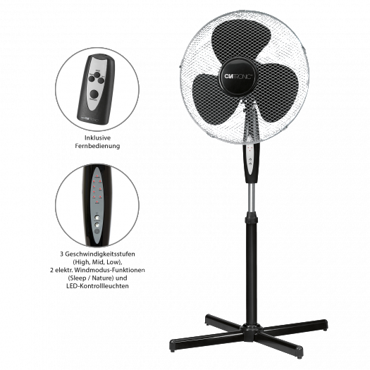 CLATRONIC VL 3741 S Standventilator Schwarz (45 Watt)