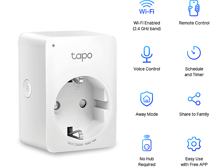 TP-LINK Tapo P100 Mini Akıllı Wi-Fi Priz Beyaz_1