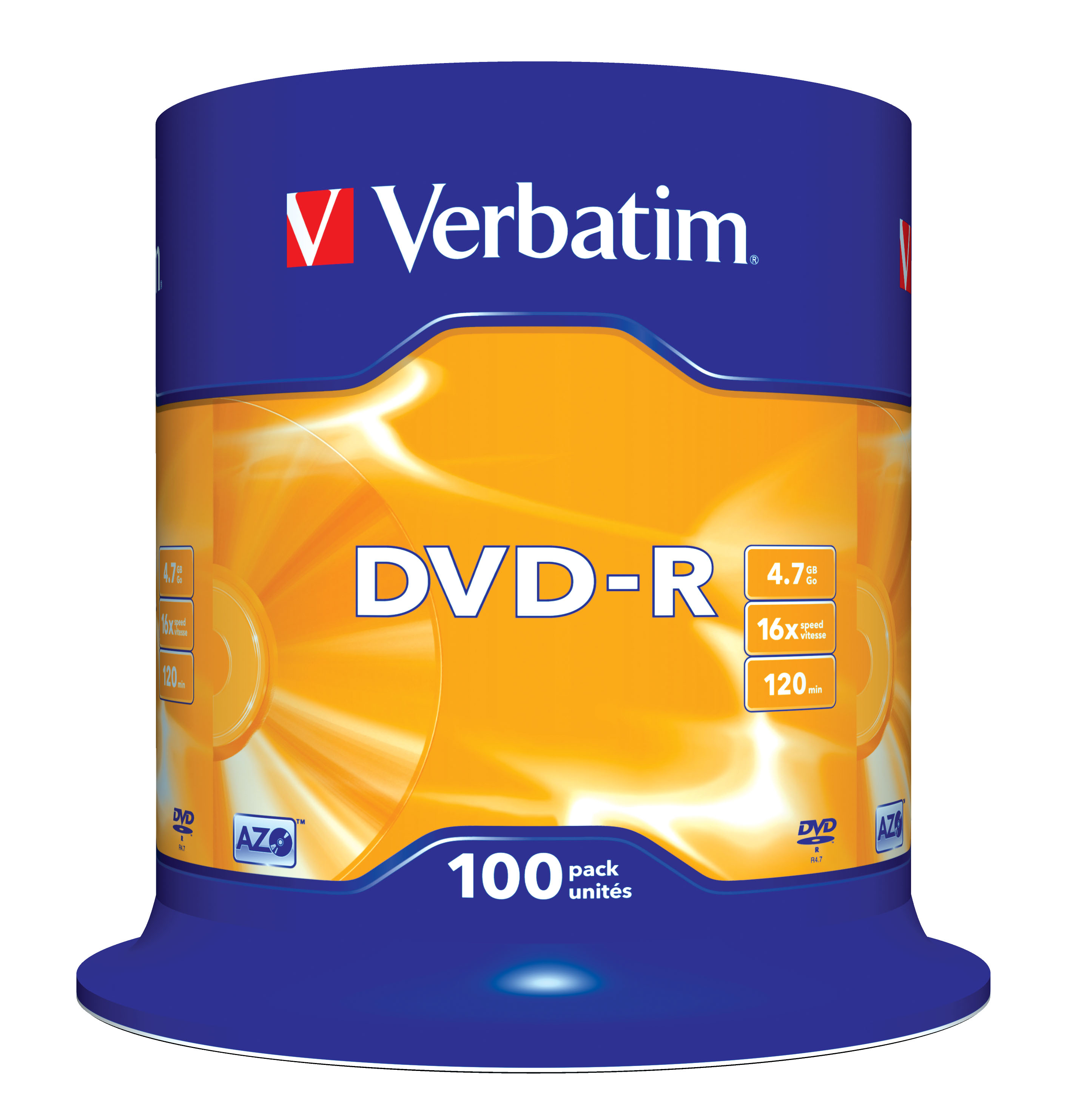 VERBATIM 1x100 DVD-R 4,7GB  16x Speed, matt silver DVD-Rohlinge