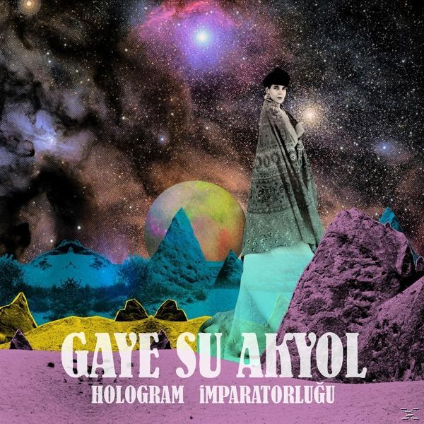Albumcover mit einer Frau im Weltraum. Text lautet 'Gaye Su Akyol'. Bunter Hintergrund mit Planeten.