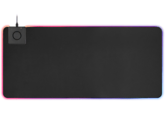 DELTACO GAMING Extra bred RGB-musmatta med trådlös laddning, neoprene 10W snabbladdning, 900x400, svart/RGB