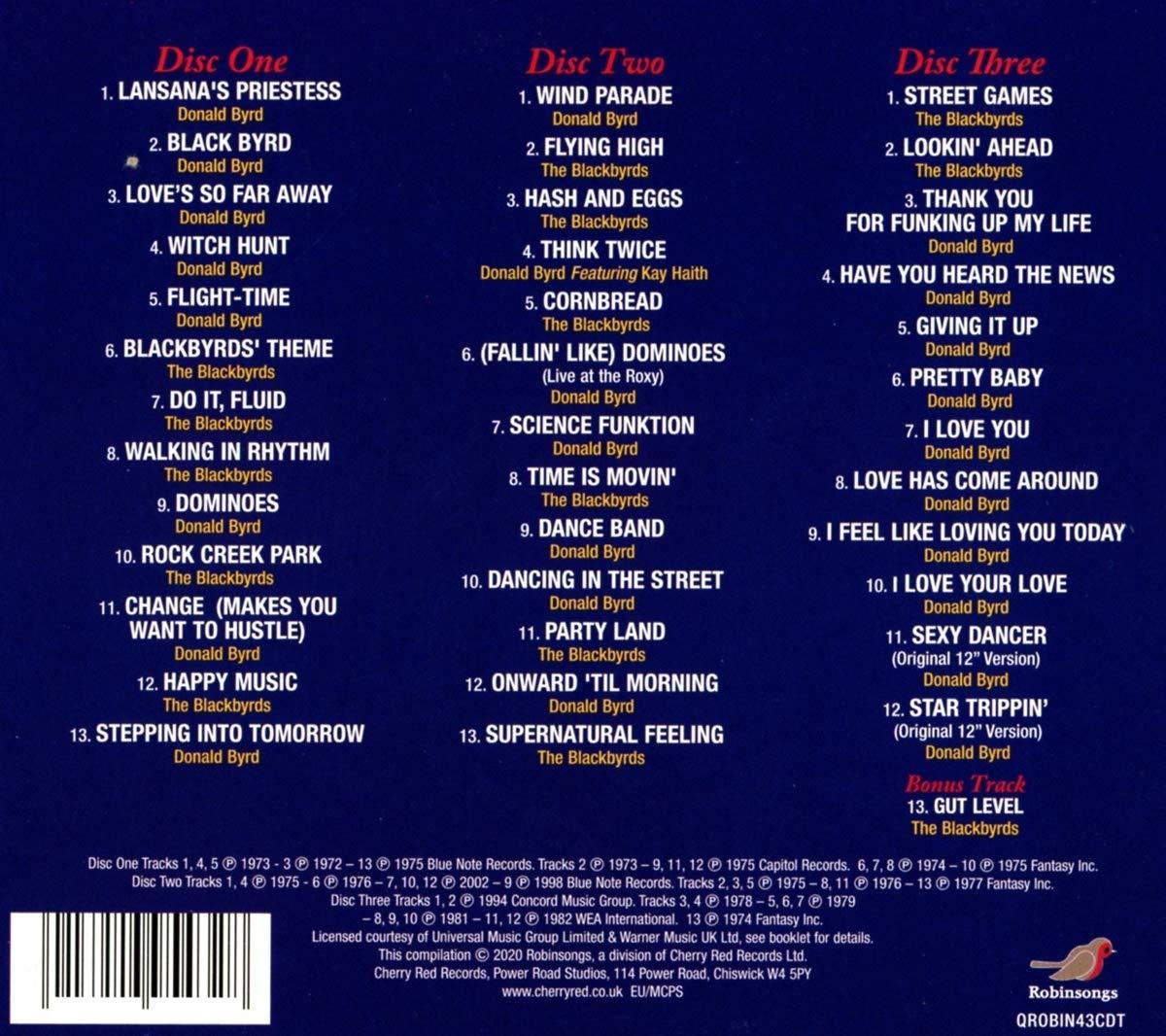CD-Rücken mit Titellisten für Disc One, Two und Three von Donald Byrd.
