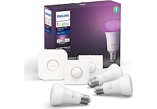 PHILIPS Hue Akıllı Butonlu Bluetooth Özellikli Renkli Akıllı Başlangıç Seti 3'lü E27 Beyaz