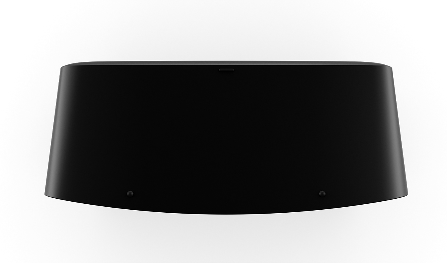 A black speaker with a curved design.