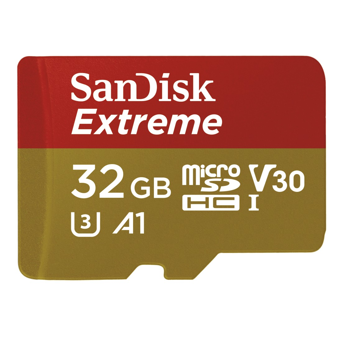 SanDisk Extreme 32GB microSD-Karte, rot und gold.