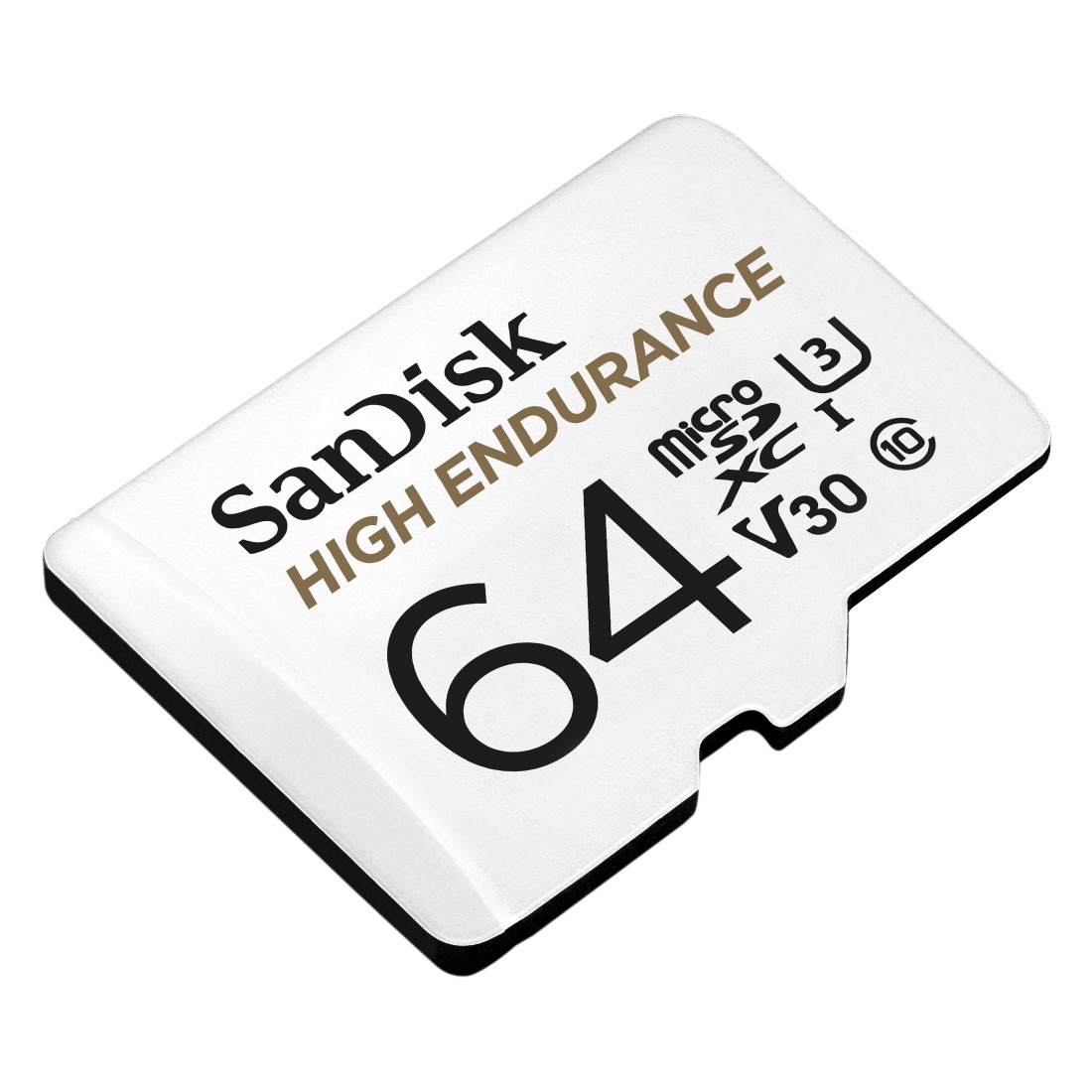 Eine Sandisk 64GB High Endurance Micro-SD-Karte.