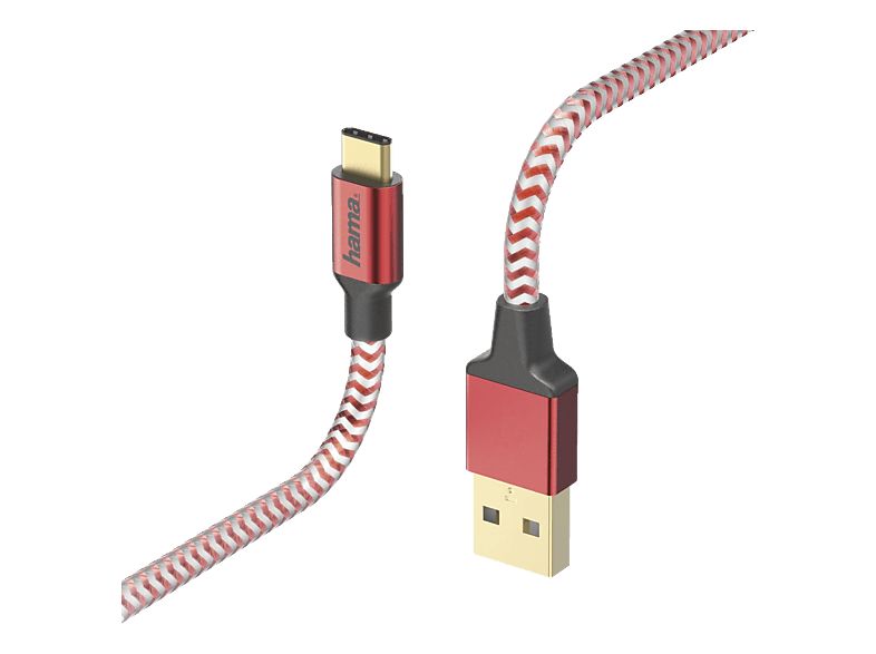 HAMA Reflective, USB TypC auf USBA, Datenkabel/Ladekabel, 1,5 m, Rot