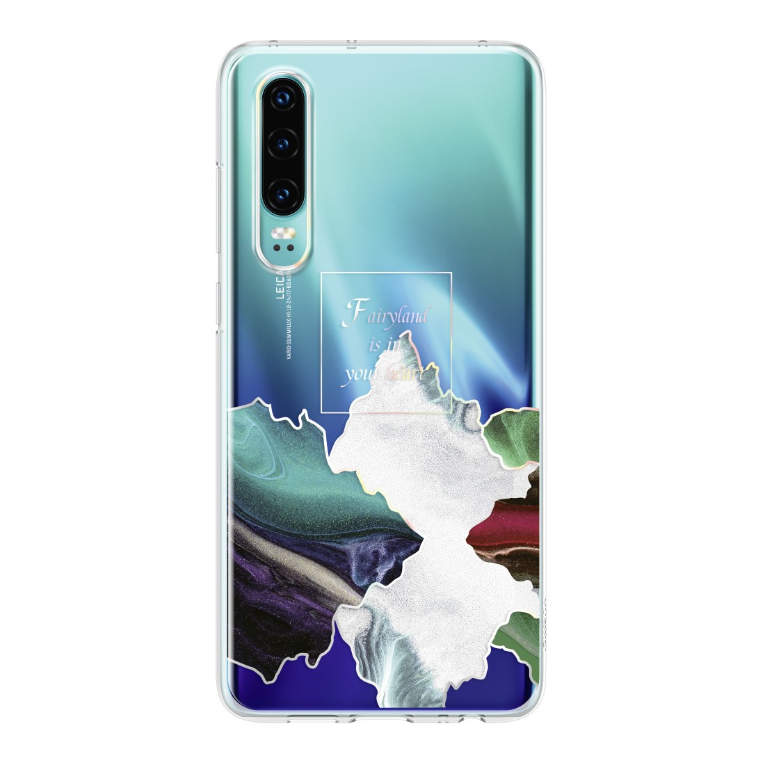 Eine Handyhülle mit Bergdesign und einem Telefon.