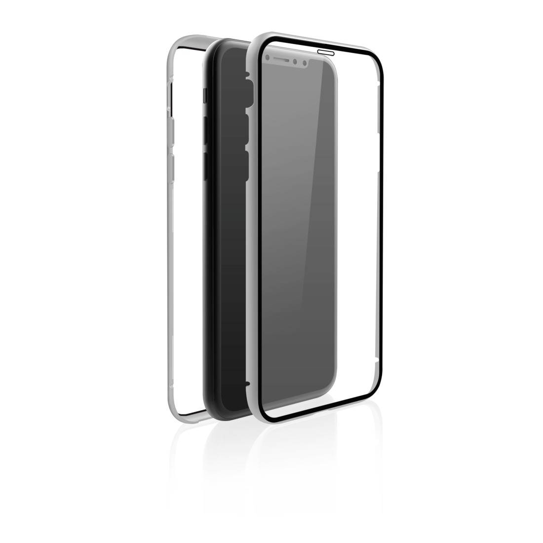 ROCK iPhone 360° BLACK Cover, Full Glass, XR, Silber/Transparent Apple,