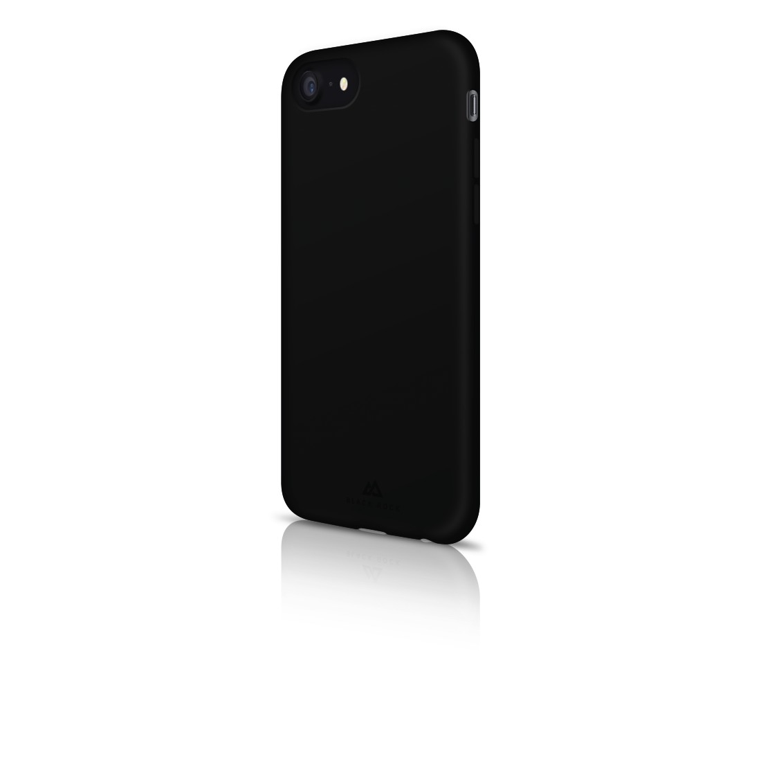 Schwarze Handyhülle auf weißem Hintergrund. Telefon ist schwarz.