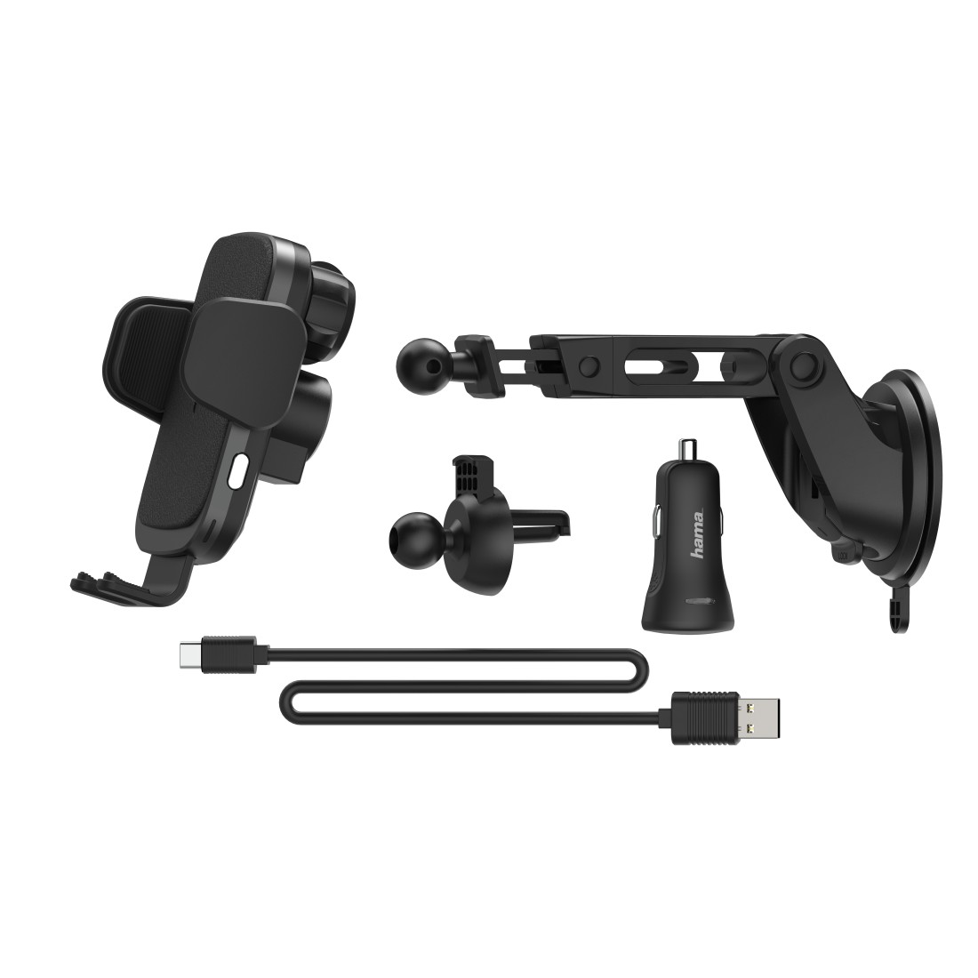 HAMA FC10 Motion kabelloses KFZ-Ladegerät Universal, Metallic/Schwarz