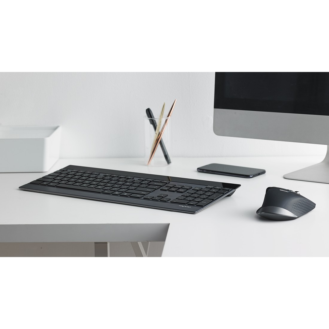 RAPOO 9900M, Tastatur & Maus Set, kabellos, Schwarz