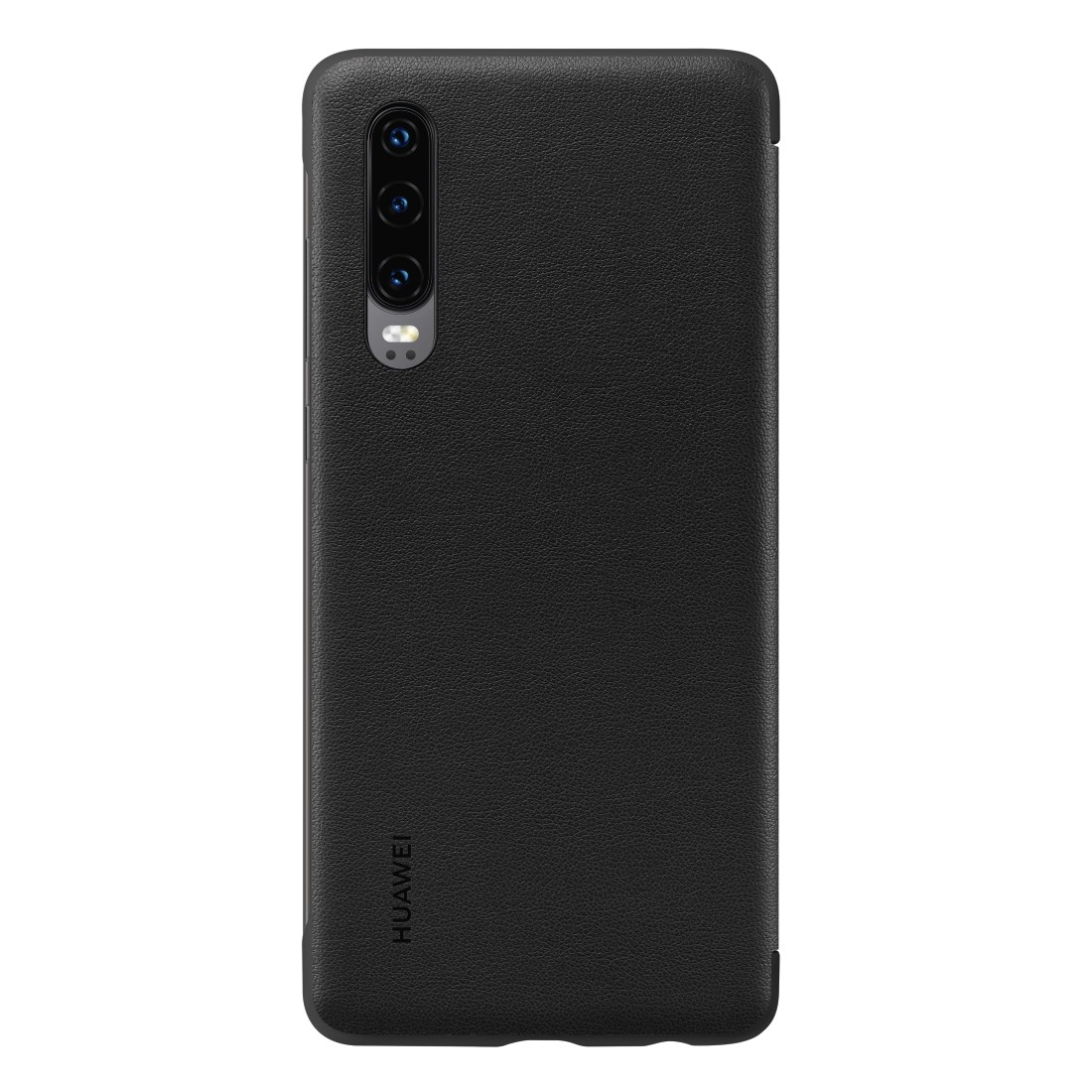 Schwarze Huawei-Handyhülle mit Kameralinsen, zeigt die Rückseite des Telefons.