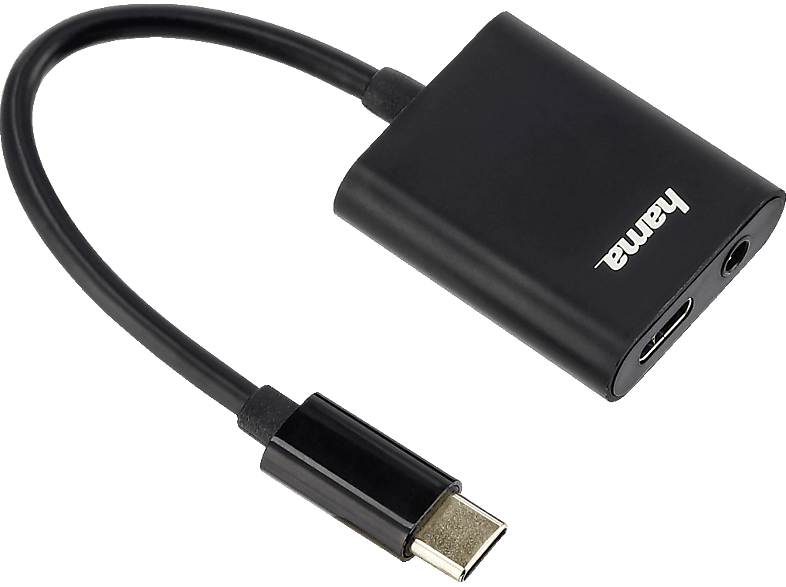 HAMA 2in1 StereoAudio (3.5mmKlinke) + Strom (USBC) Adapter Schwarz