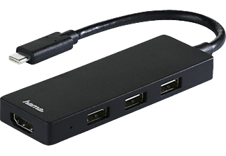 HAMA USB-TYP-C-HUB 1:3 + HDMI Hub, Schwarz