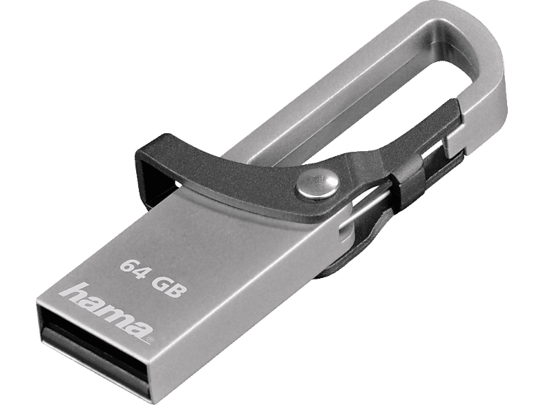 HAMA Hook-Style USB-Stick, 64 GB, Grau 15 MB/s