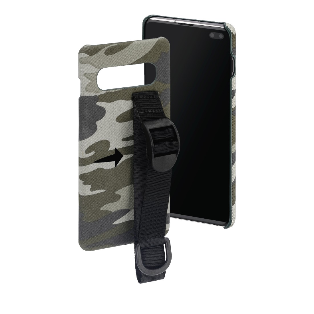 HAMA Camouflage Samsung, S10+, Galaxy Grün/Schwarz Strap, Backcover