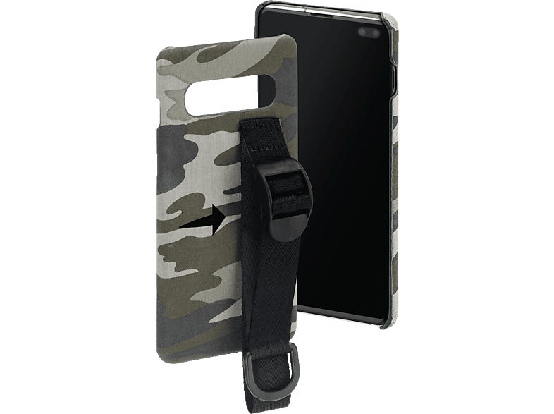 HAMA Camouflage Samsung, S10+, Galaxy Grün/Schwarz Strap, Backcover