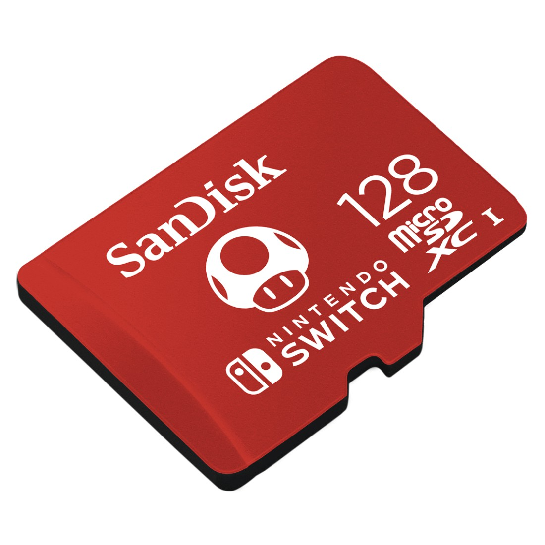 Rote SanDisk 128GB Micro SDXC-Karte für die Nintendo Switch-Konsole.