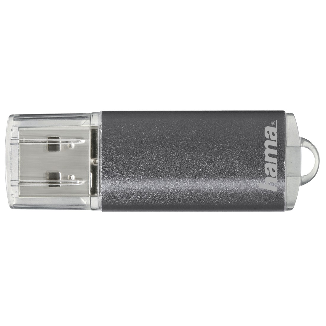 Ein grauer Hama USB-Stick.