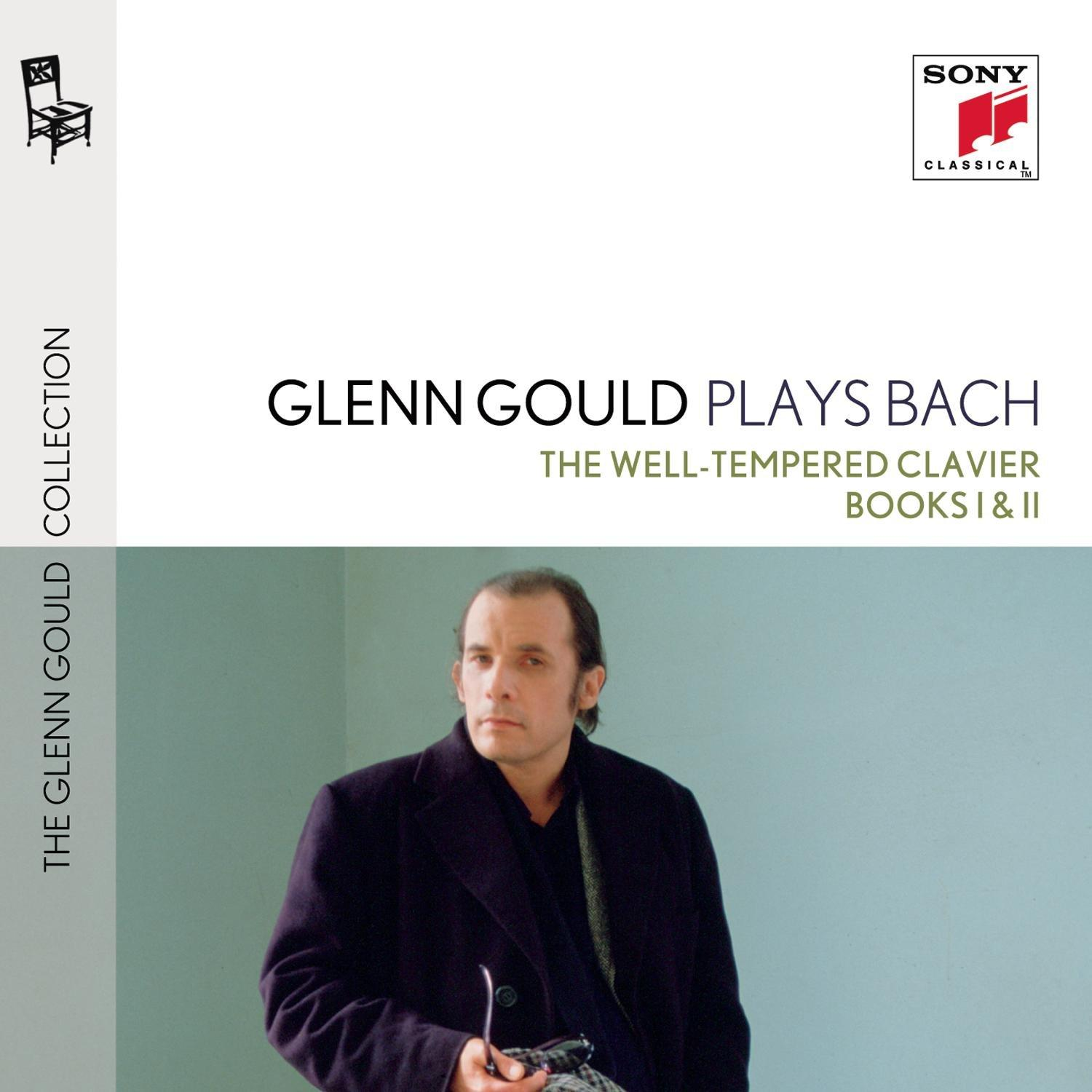 Album borító: Glenn Gould Bach-ot játszik, portréval és szöveggel.