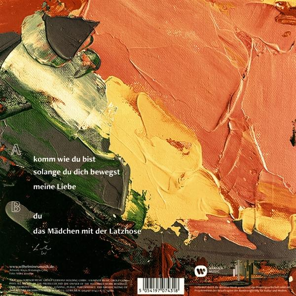 Rückseite eines CD-Covers mit Text und farbenfrohen abstrakten Kunstwerken.