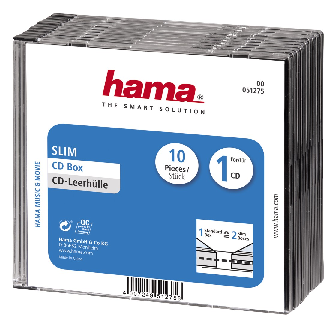 HAMA Transparent CD-Leerhüllen Slim