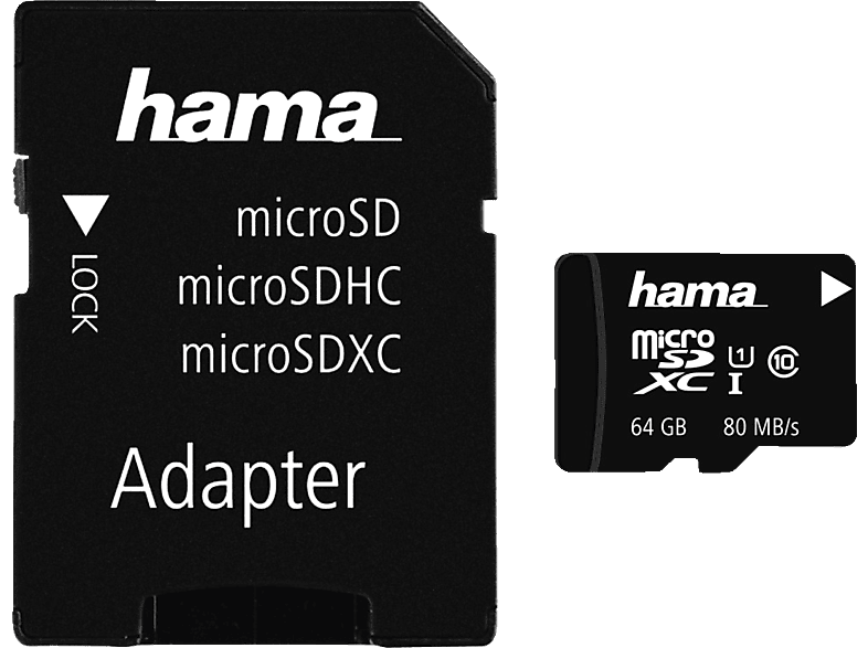 HAMA Class 64 80 Micro-SDXC Mbit/s GB, UHS-I, 10 Speicherkarte