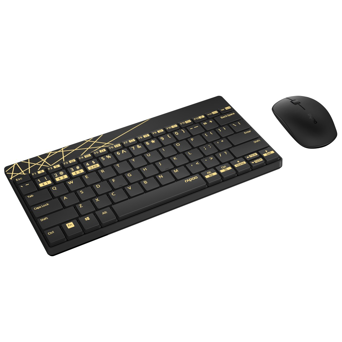RAPOO 8000M, Tastatur & Maus Set, kabellos, Schwarz/Gelb