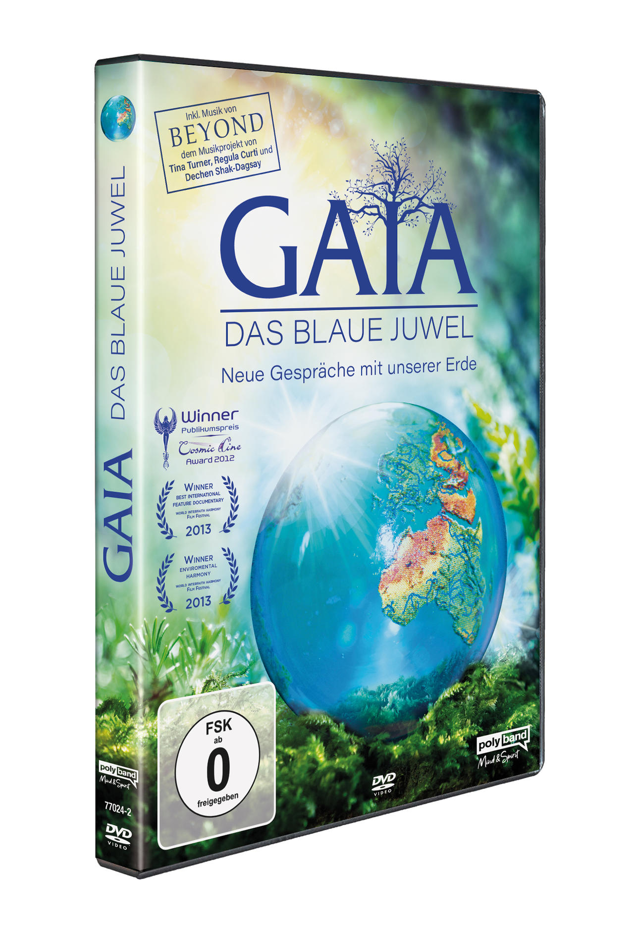 DVD-Hülle für den Film GAIA, mit einem Globusbild in Blau- und Grüntönen.