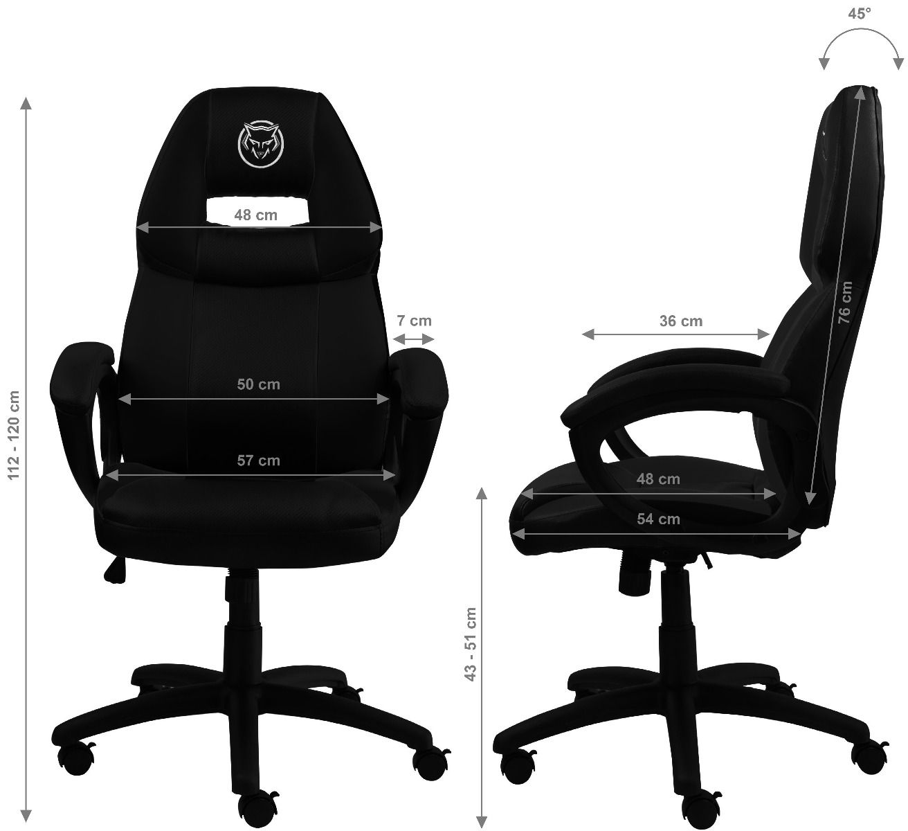 QWARE Gaming Chair Castor Zwart