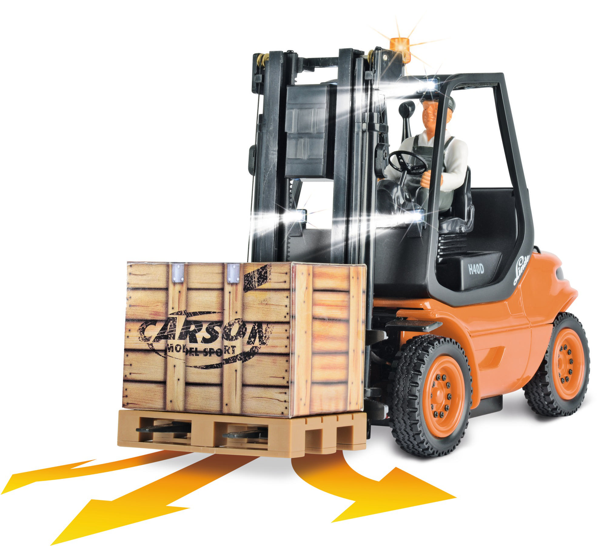 CARSON 1:14 Gabelstap.Linde 2.4G 100%RTR Spielzeugmodellfahrzeug, Orange