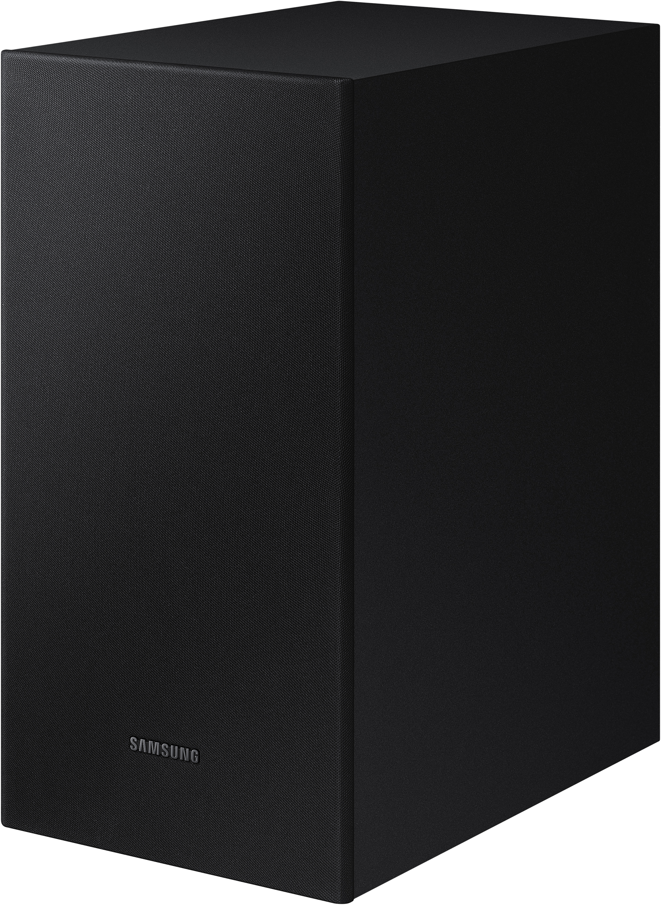 Fekete téglalap alakú hangszóró. A Samsung márkanév a hangszóró alján látható.