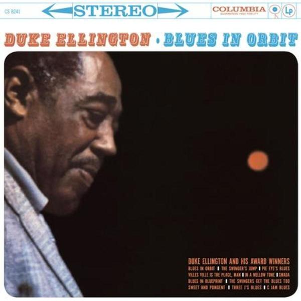 Duke Ellington Blues in Orbit című albumának borítója. Portréval és album részletekkel.