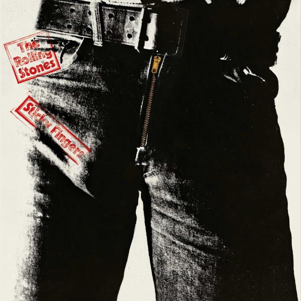 Albumcover der Rolling Stones, schwarz-weiß, mit Reißverschluss an der Jeans.