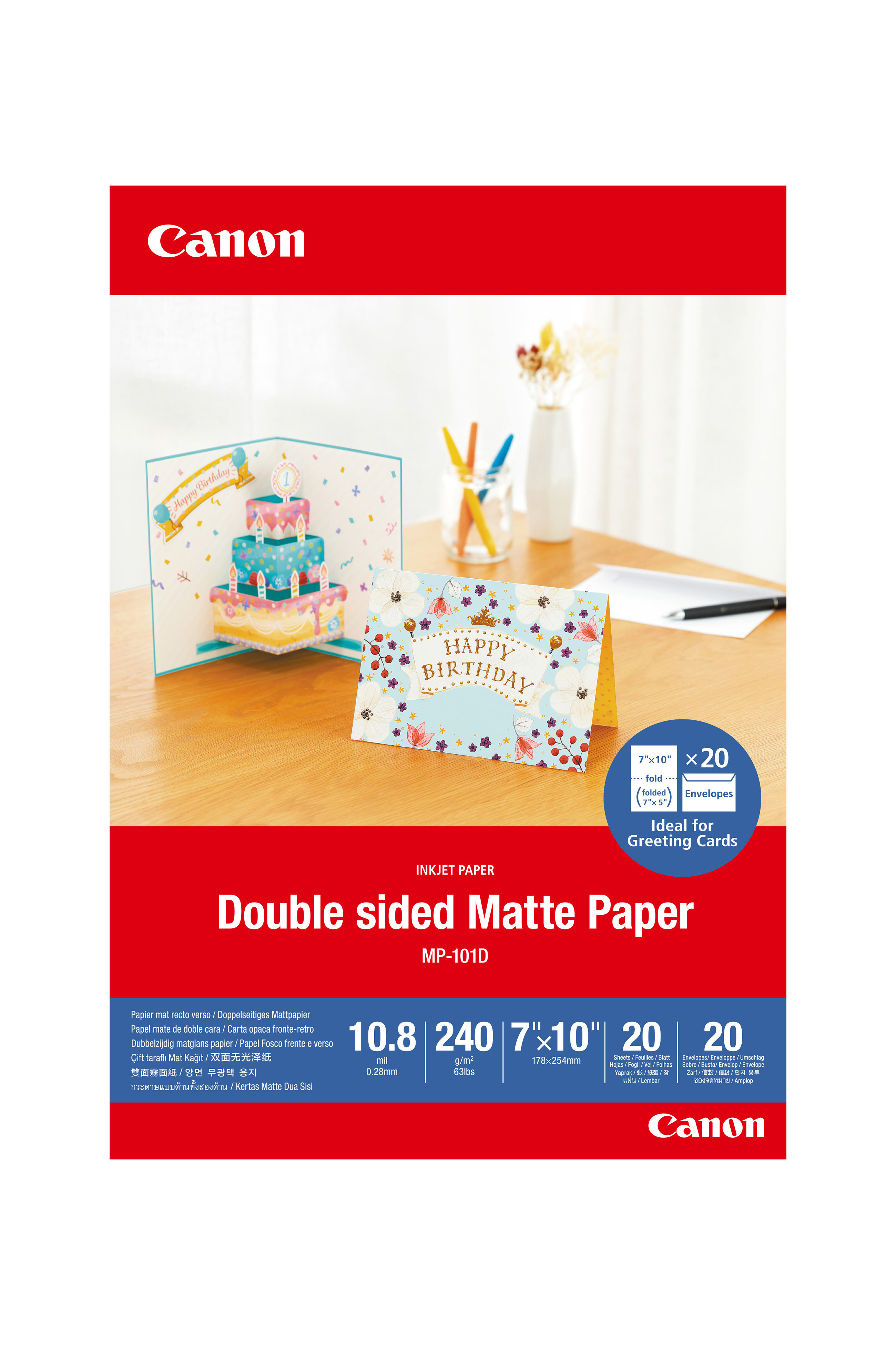 CANON MP-101D Fotopapier matt 20 Papier, - mattes Doppelseitiges Blatt 18x25 cm