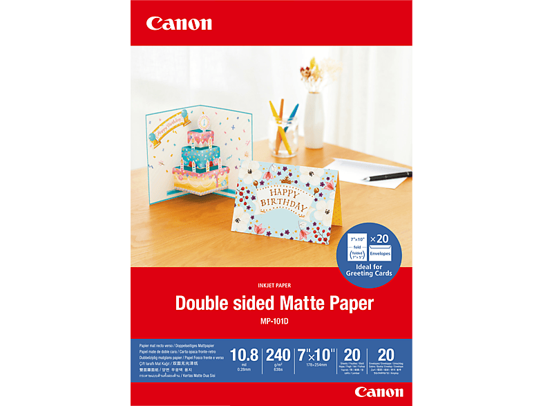 CANON MP-101D Fotopapier matt 18x25 cm - Doppelseitiges mattes Papier, 20 Blatt | Papier, Etiketten & Folien
