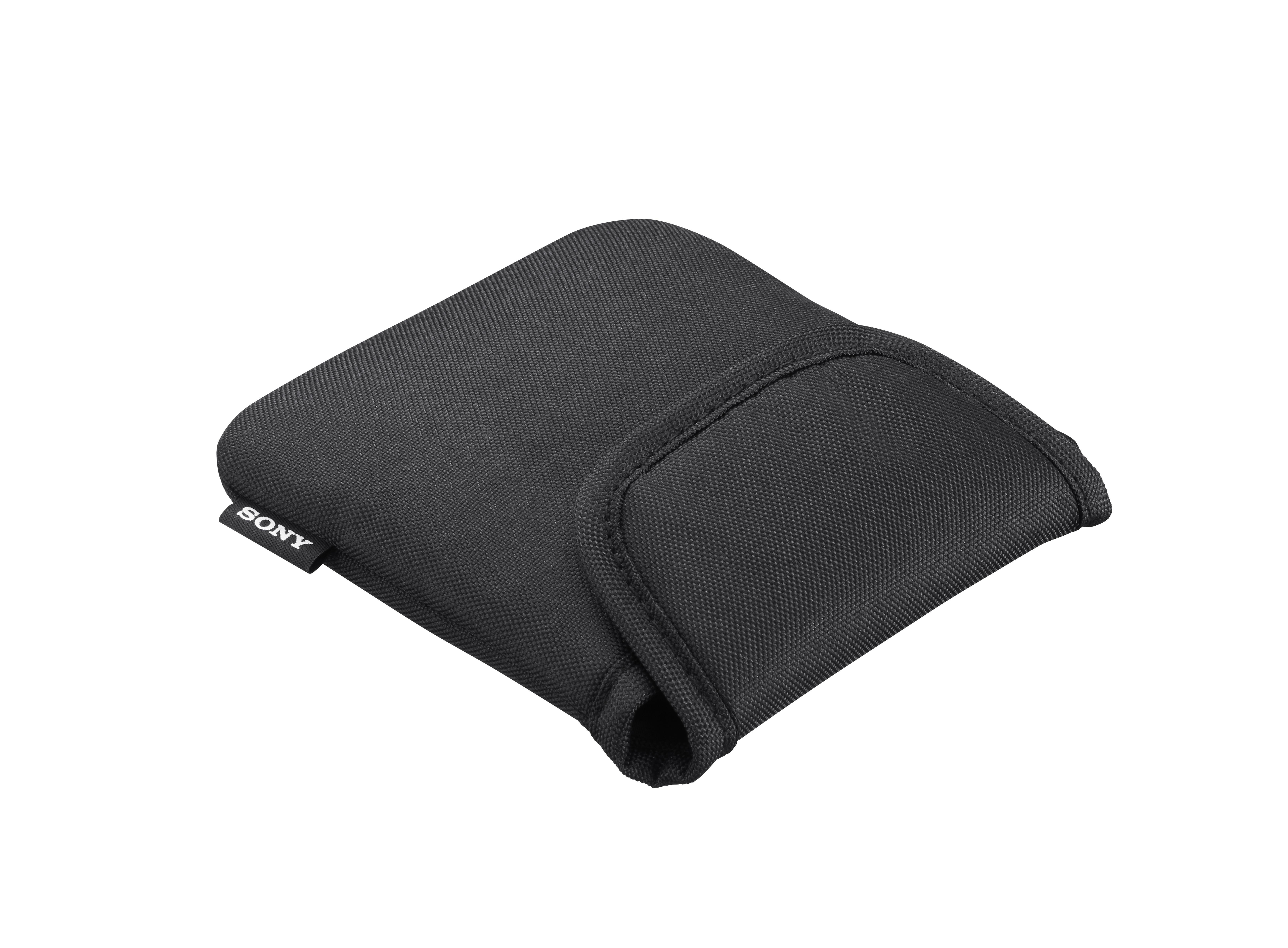 Schwarze Sony Kameratasche mit sichtbarem 'SONY' Etikett.