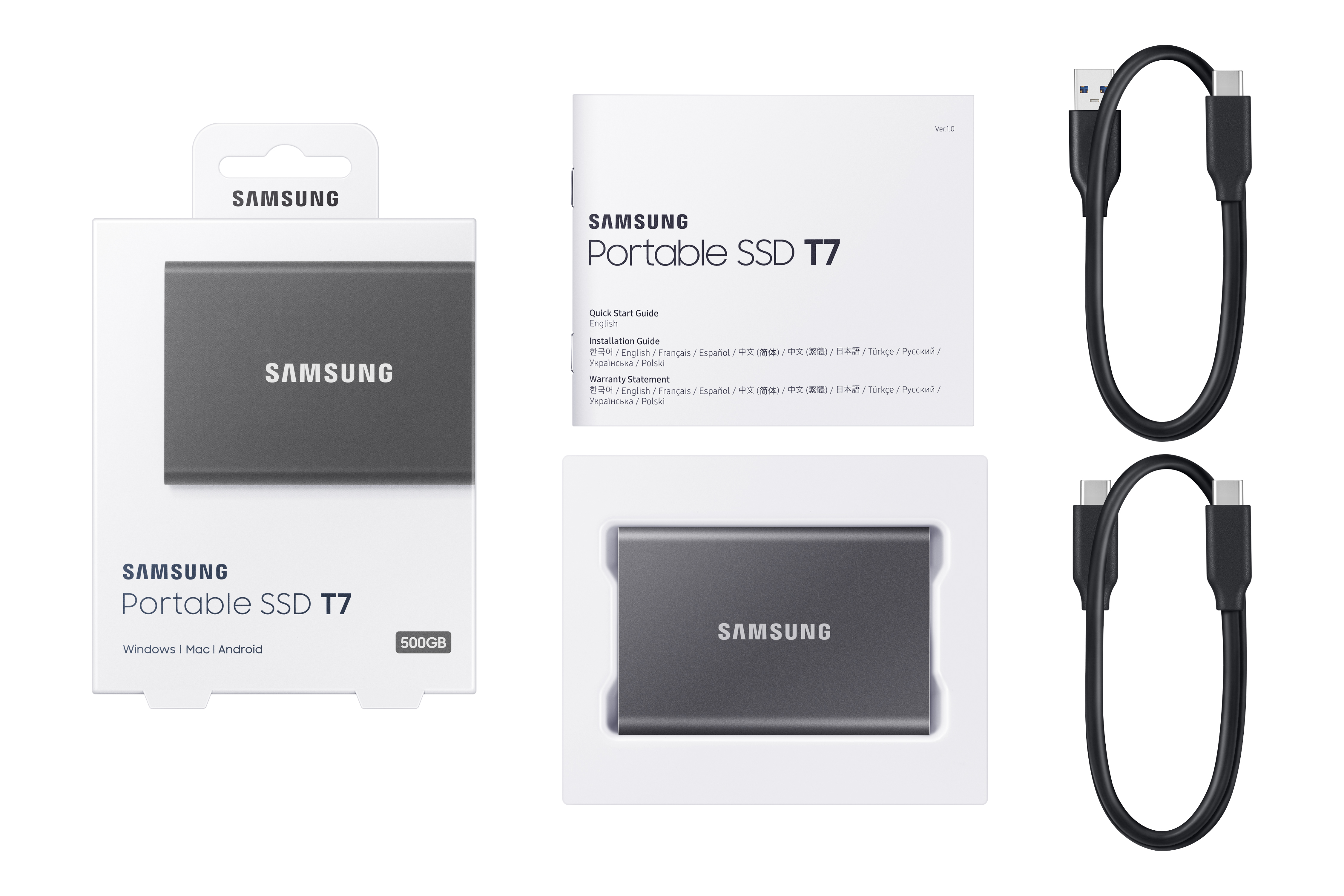 SAMSUNG SSD Portable T7 500 GB - Grijs