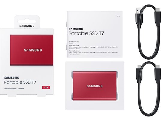 SAMSUNG SSD Portable T7 1 TB GB - Rood