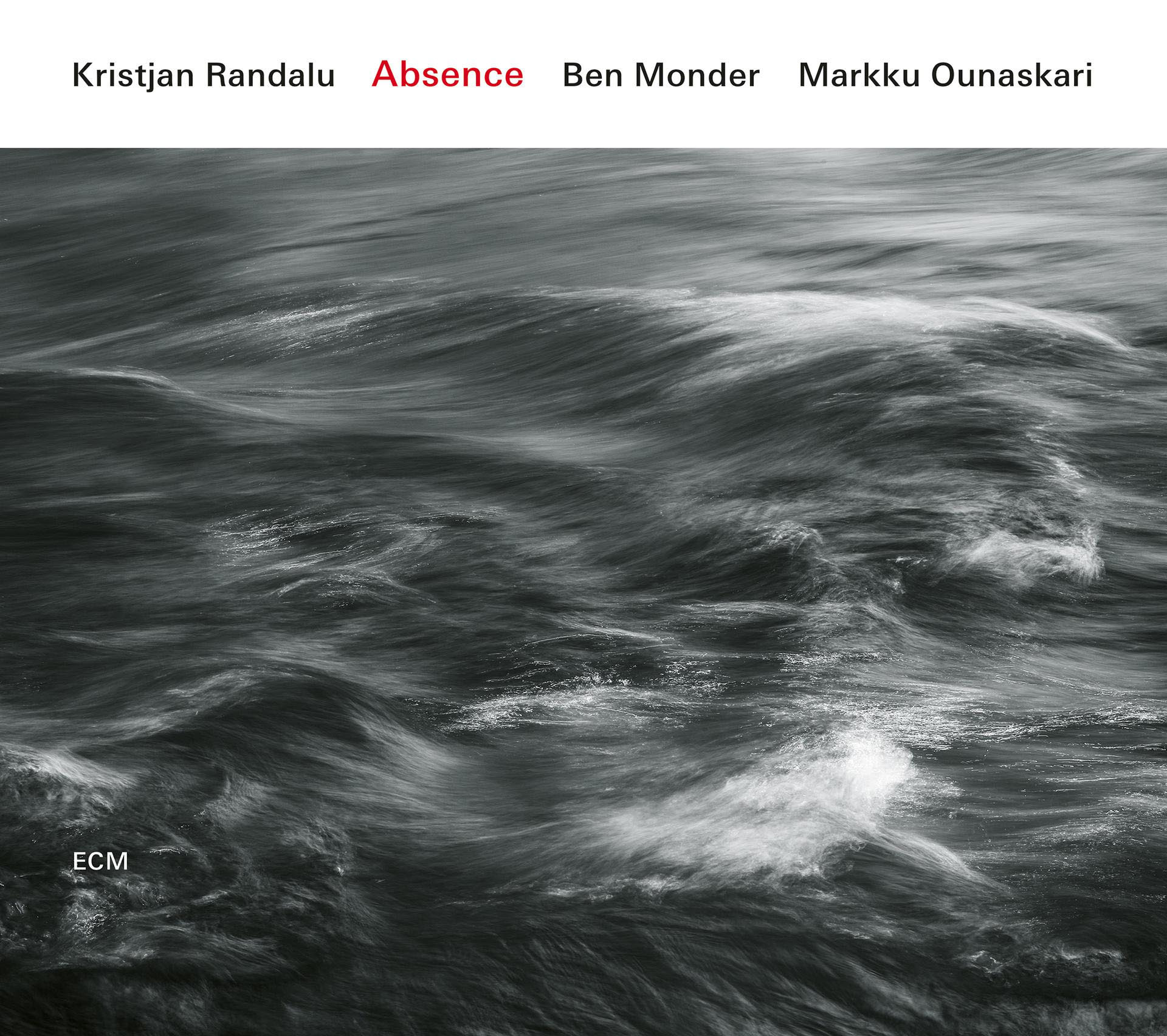 Albumcover mit welligem Schwarz-Weiß-Wasser und dem Text 'Absence'.