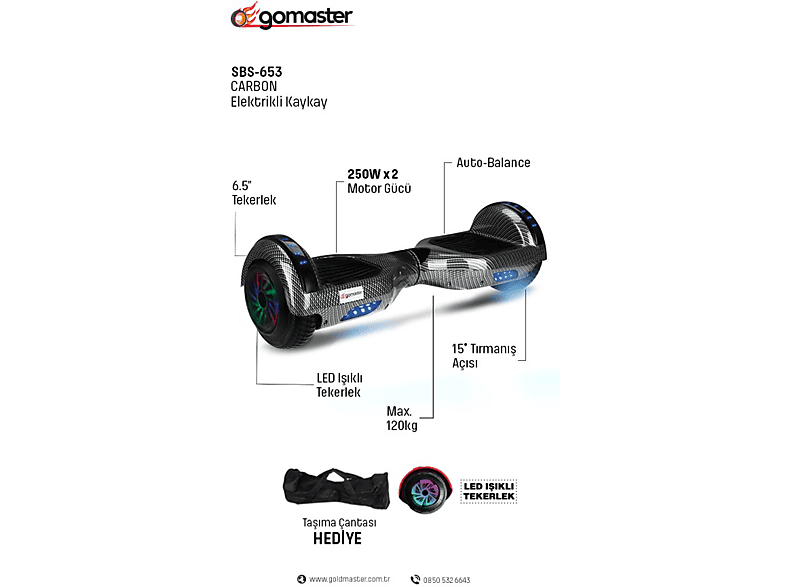 GOMASTER SBS-653 6.5 Carbon Scooter Hoverboard_4