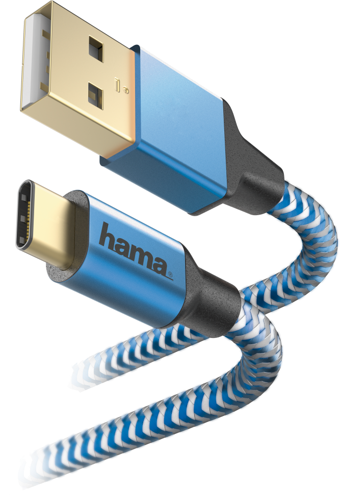 HAMA Câble USB - USB-C Reflective 1.5 m Bleu (178932)