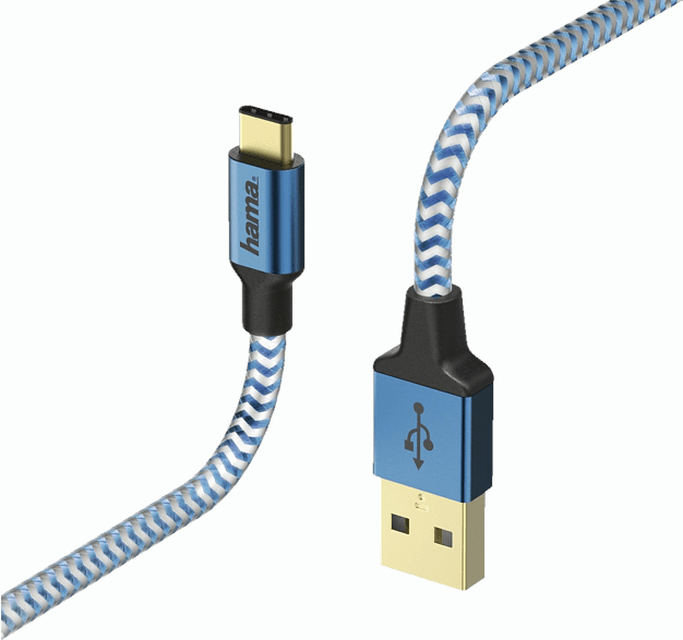 HAMA Câble USB - USB-C Reflective 1.5 m Bleu (178932)