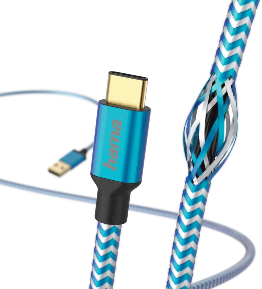 HAMA Câble USB - USB-C Reflective 1.5 m Bleu (178932)