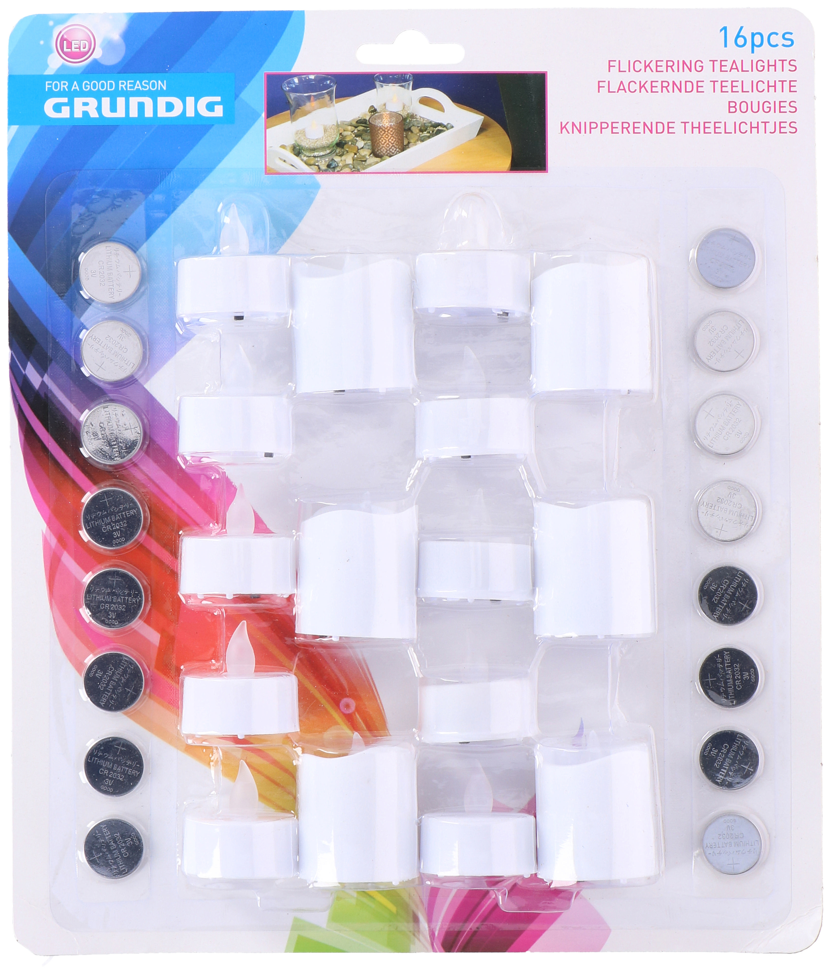 GRUNDIG LED Flackernde Teelichter, Weiß, Warmweiß