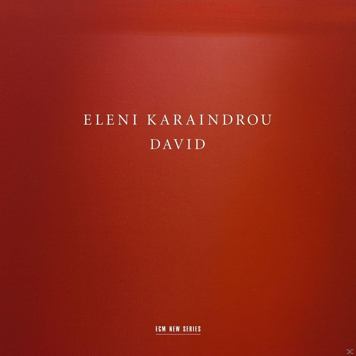 A borító piros, fehér szöveggel: Eleni Karaindrou, David. Alul ECM New Series.