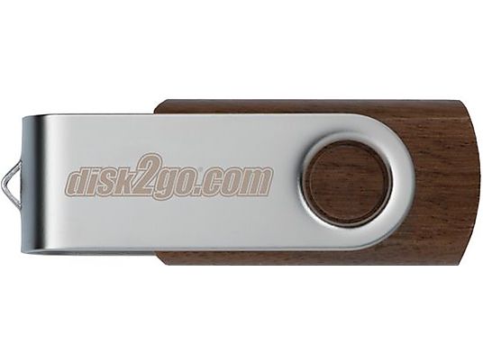 DISK2GO Wood - USB-Stick  (128 GB, Braun/Silber)