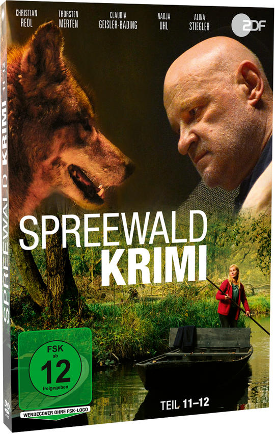 DVD-Cover eines deutschen Krimidramas mit Schauspielern, einem Wolf und einem Boot auf dem Wasser.