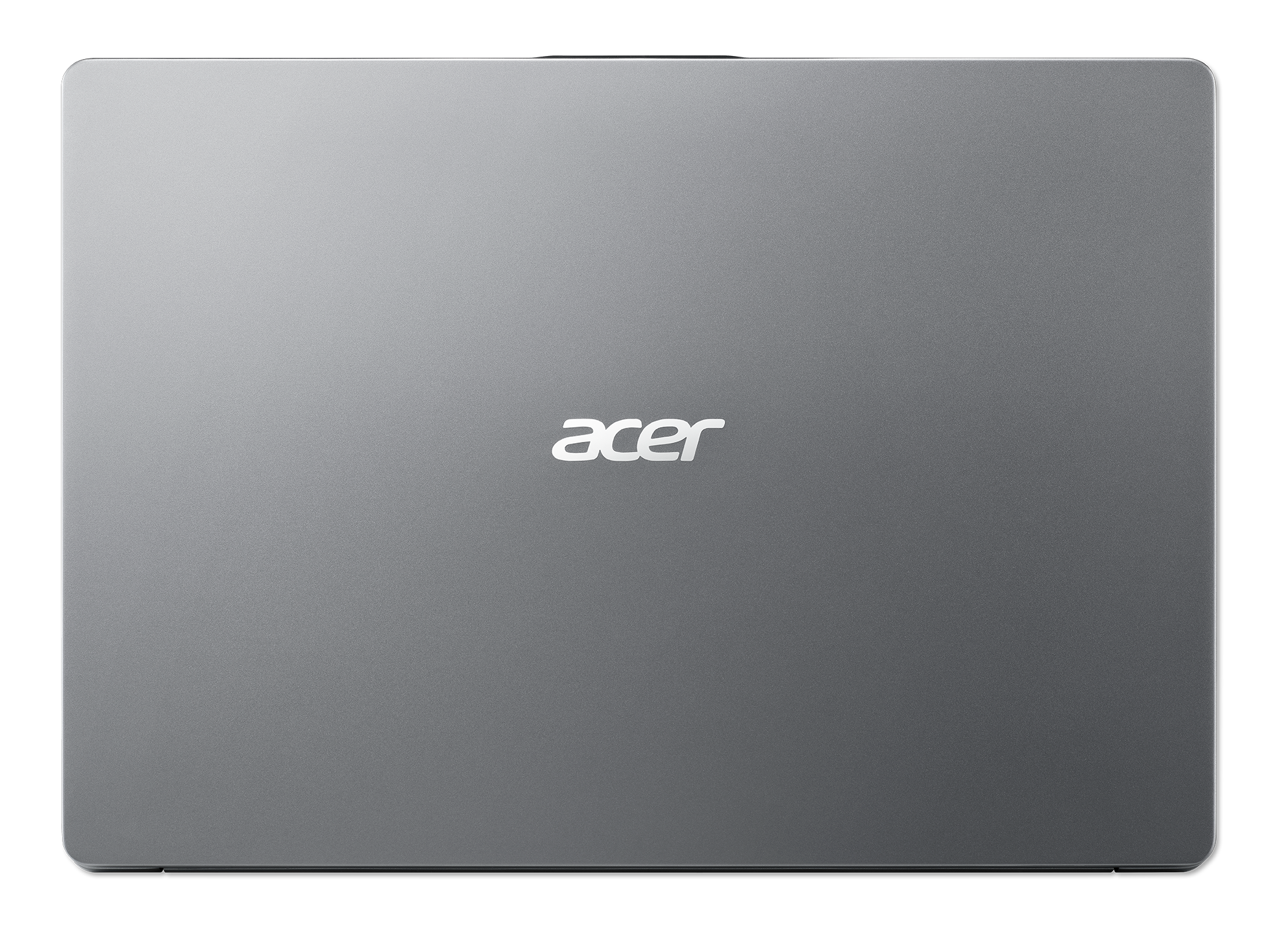 Acer logosu kapakta olan kapalı gümüş bir dizüstü bilgisayarın üstten görünümü.